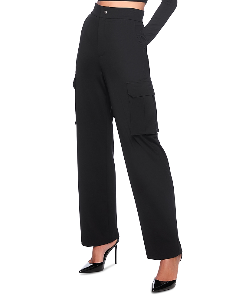 Susana Monaco Stretch Nylon Cargo Pants In Black
