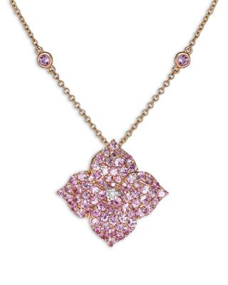 PIRANESI - 18K Rose Gold Large Fiore Necklace with Pink Sapphires and Diamonds