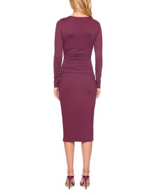 Ruched Long Sleeve Midi Dress