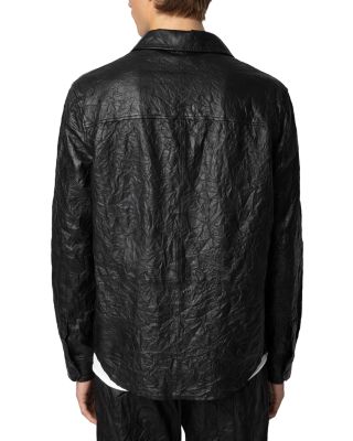 Serge Pocket Crinkle Leather Button Down Shirt