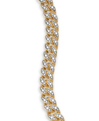 Curb Chain Bracelet in 18K Yellow Gold with Diamonds, 7mm