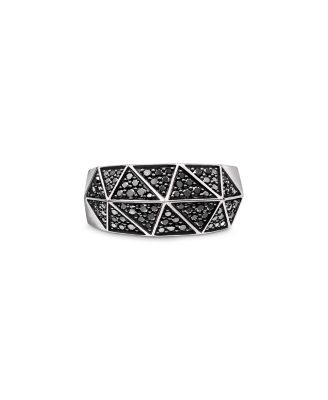 David Yurman - Men's Sterling Silver Faceted Black Diamond Pav&eacute; Ring