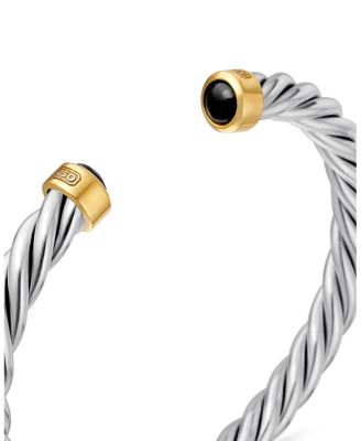 Men's Cable Cuff Bracelet in Sterling Silver & 18K Yellow Gold