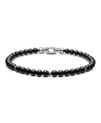 Sterling Silver Spiritual Beads Bracelet with Black Onyx