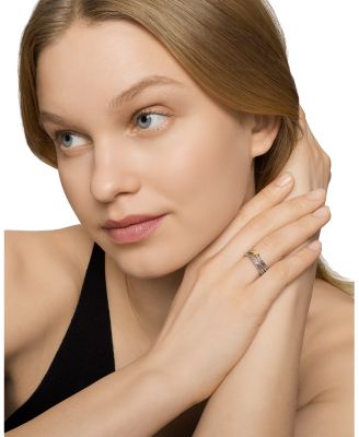 X Crossover Band Ring in Sterling Silver with 18K Yellow Gold, 6mm