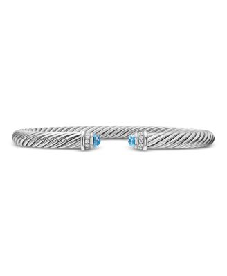Cable Classics Bracelet with Blue Topaz and Diamonds, 5mm