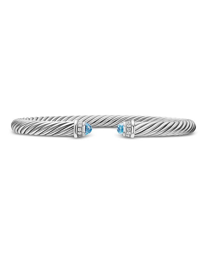 David Yurman Cable Classics Bracelet with Blue Topaz and Diamonds, 5mm
