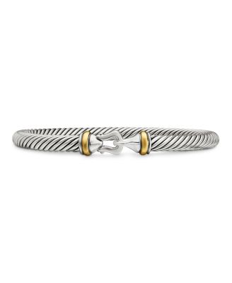 David Yurman - Buckle Classic Cable Bracelet in Sterling Silver with 18K Yellow Gold, 5mm