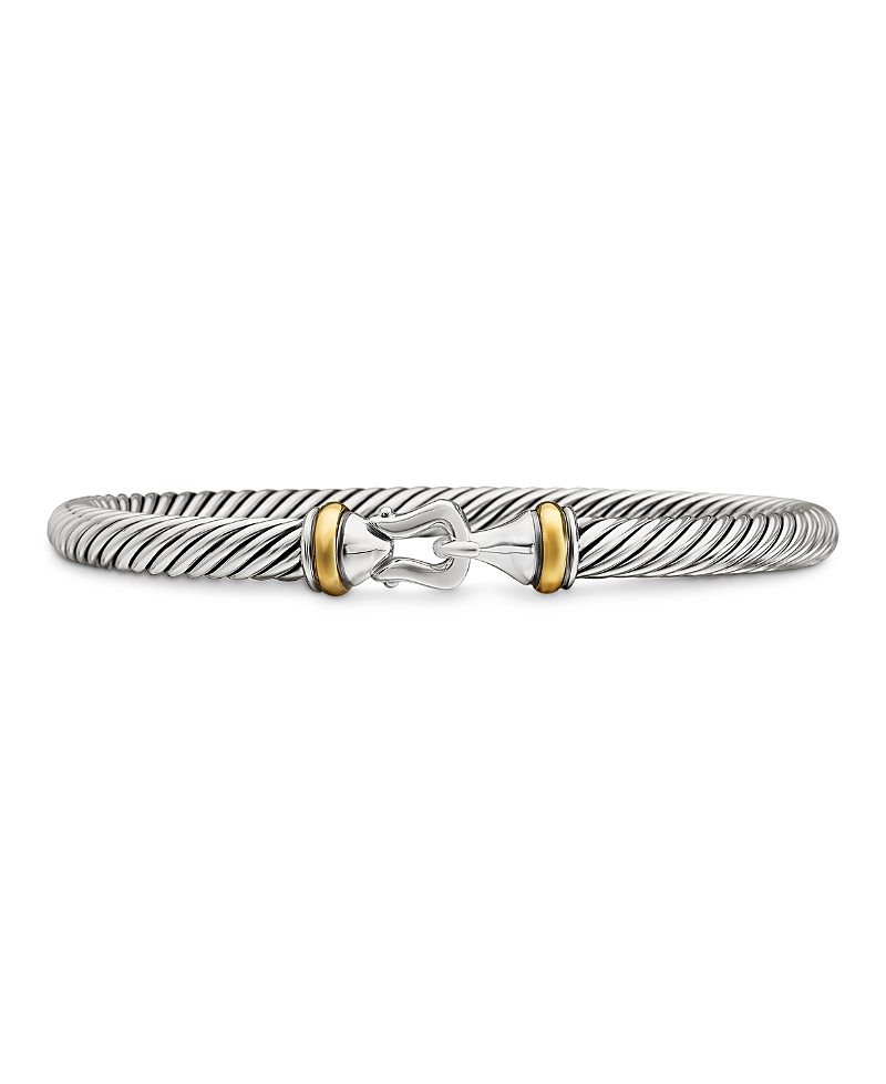 Buckle Classic Cable Bracelet in Sterling Silver with 18K Yellow Gold, 5mm