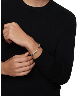Men&#39;s Cable Classic Cuff Bracelet with Black Onyx, 6mm