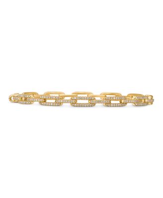 David Yurman Stax Chain Link Bracelet with Diamonds in 18K Gold