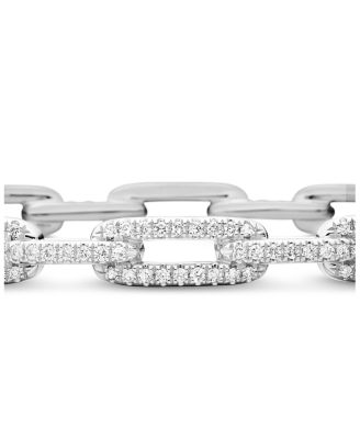 Stax Chain Link Bracelet with Diamonds in 18K White Gold