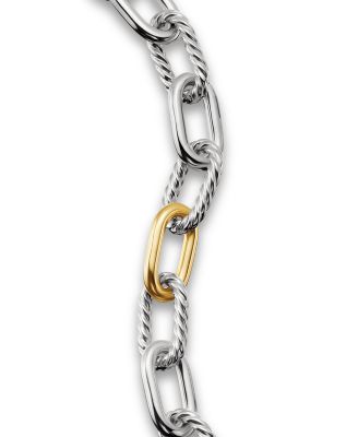 DY Madison&reg; Chain Bracelet in Sterling Silver with 18K Yellow Gold, 11mm