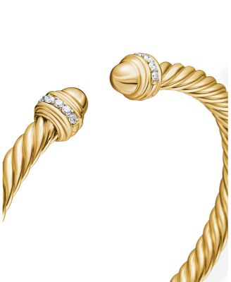 Classic Cablespira&reg; Bracelet in 18K Yellow Gold with Gold Domes and Diamonds, 5mm