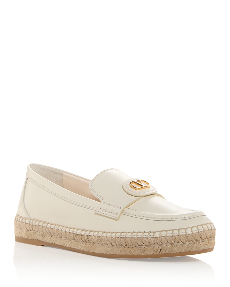 Valentino Vlogo Signature Leather Espadrilles In Ivory/multi