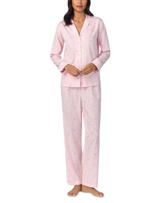 Ralph Lauren - Long Sleeve Sateen Notch Collar Long Pant Pajama Set