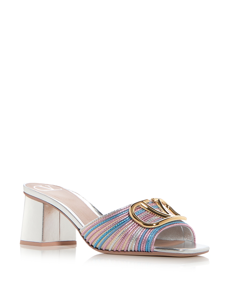 Valentino Vlogo Signature 60 Leather Sandal In Silver Multi