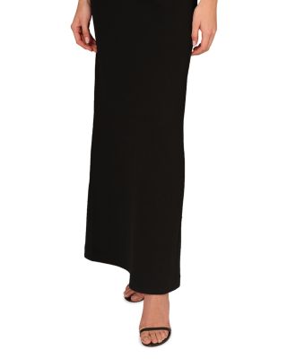 Lace Trim Crepe Column Gown