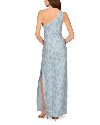 Stretch Jacquard One Shoulder Gown