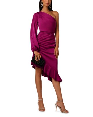 One Shoulder Satin Cocktail Dress
