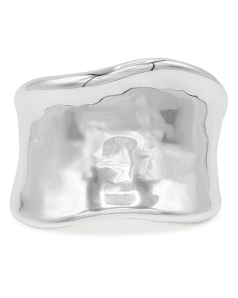 Herve Leger Rhodium Plated Robin Sculptural Cuff Bracelet In Silver