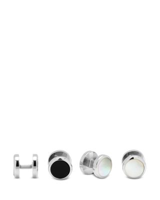 Double Sided Mother of Pearl Round Beveled Stud Set