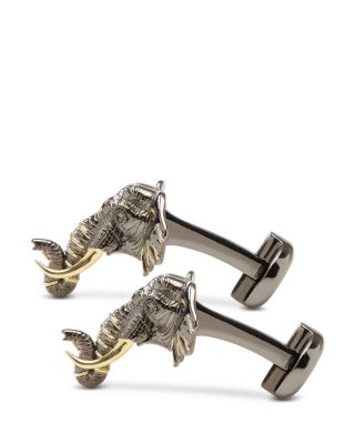 Sterling Silver and 14K Gold Elephant Cufflinks
