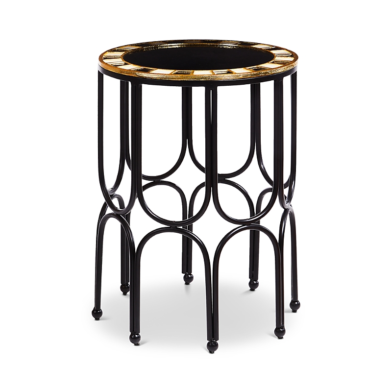 Shop Mackenzie-childs Black Tie Round Accent Table In Multi