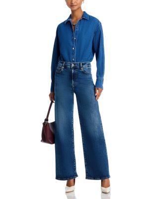 Le Slim Palazzo High Rise Wide Leg Jeans in Skywalk