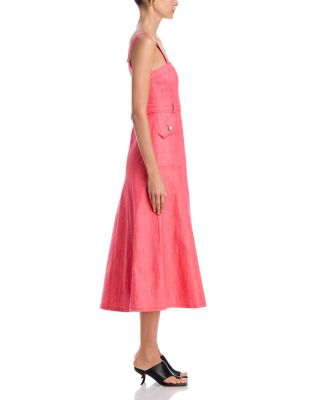 Malani Square Neck Belted Midi Dress