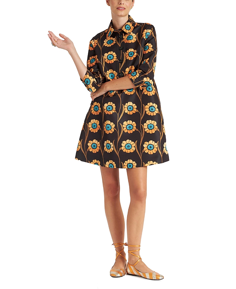 La Doublej Short Artemis Dress In Daisychain Black