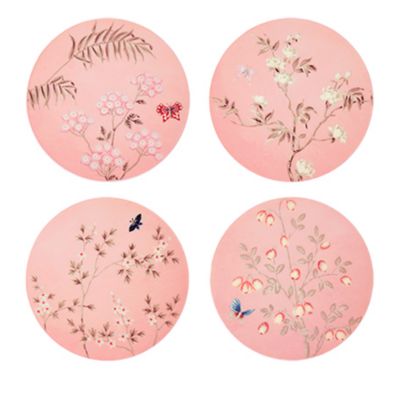 Chinoiserie Lacquered Coasters, Set of 4