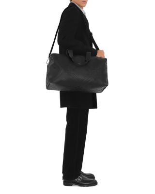 Embossed Check Leather Duffle Bag