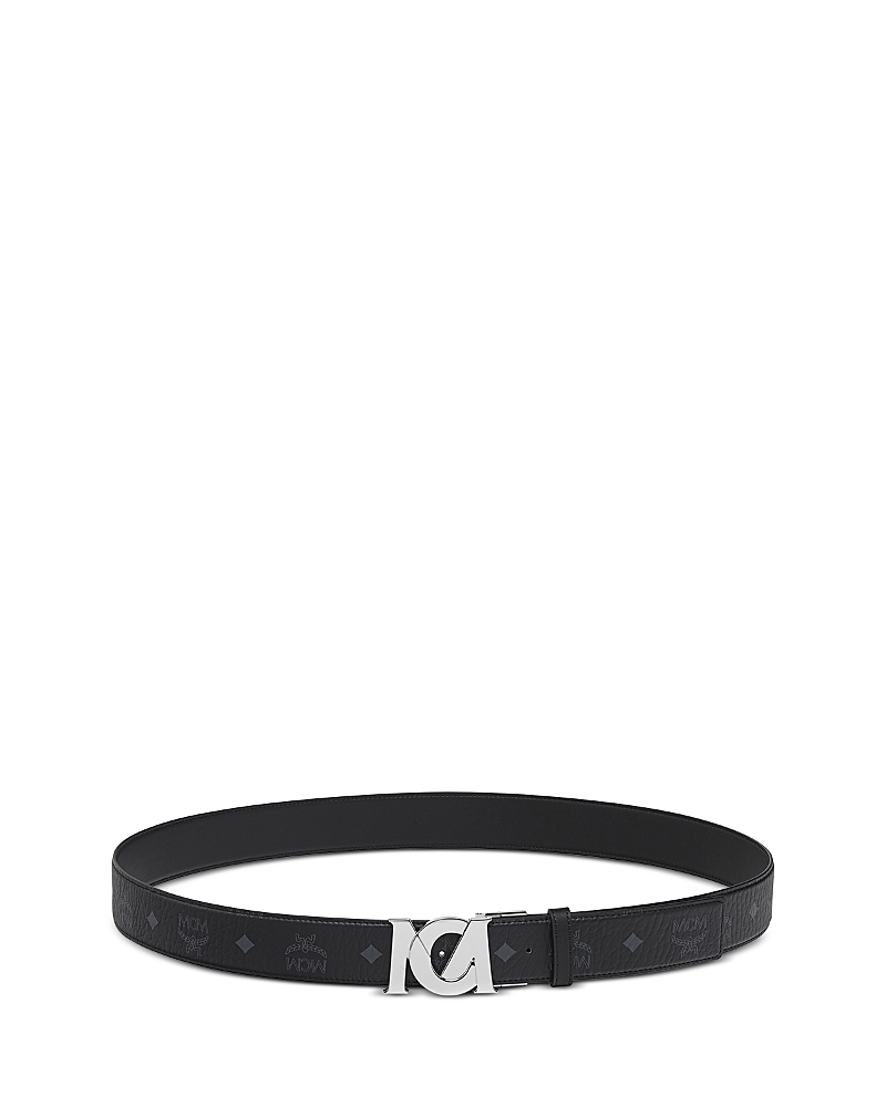 Mcm Men's M Art Reversible Belt In Visetos In Black