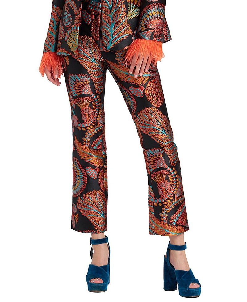 La Doublej High-rise Jacquard Cropped Pants In Jacquard Sicomore Black