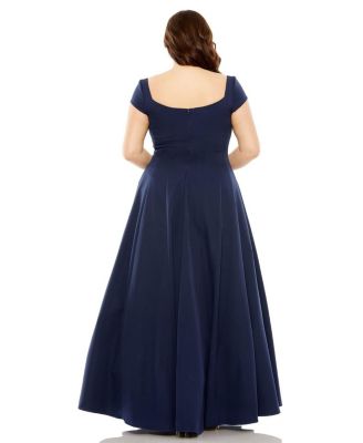  Plus Cap Sleeve Square Neck Ball  Gown