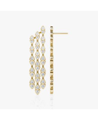  Trillion Cascade Earrings in 14K White Gold, 9.64ctw Trillion Lab Grown Diamonds