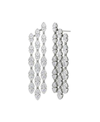  Trillion Cascade Earrings in 14K White Gold, 9.64ctw Trillion Lab Grown Diamonds