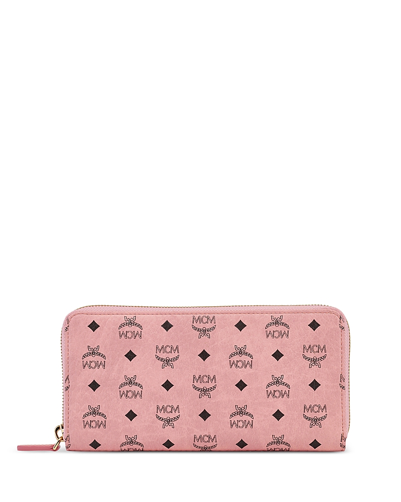 Mcm Aren Visetos Zip Around Wallet In Pink