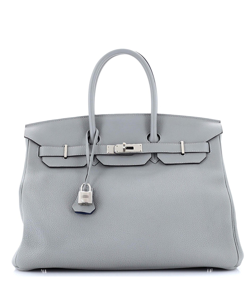 Pre-Owned Hermes Birkin 35 Handbag Verso Togo with Palladium Hardware