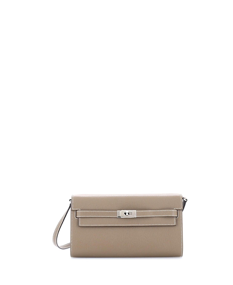 Pre-owned Pre-owned Hermes Hermes Kelly To Go Wallet Chevre Mysore In Gray