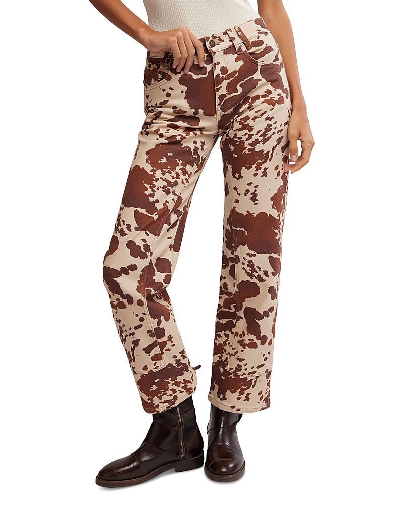 Free People We The Free Risk Taker High Rise Printed Jeans In Tea Combo In Tea Combo