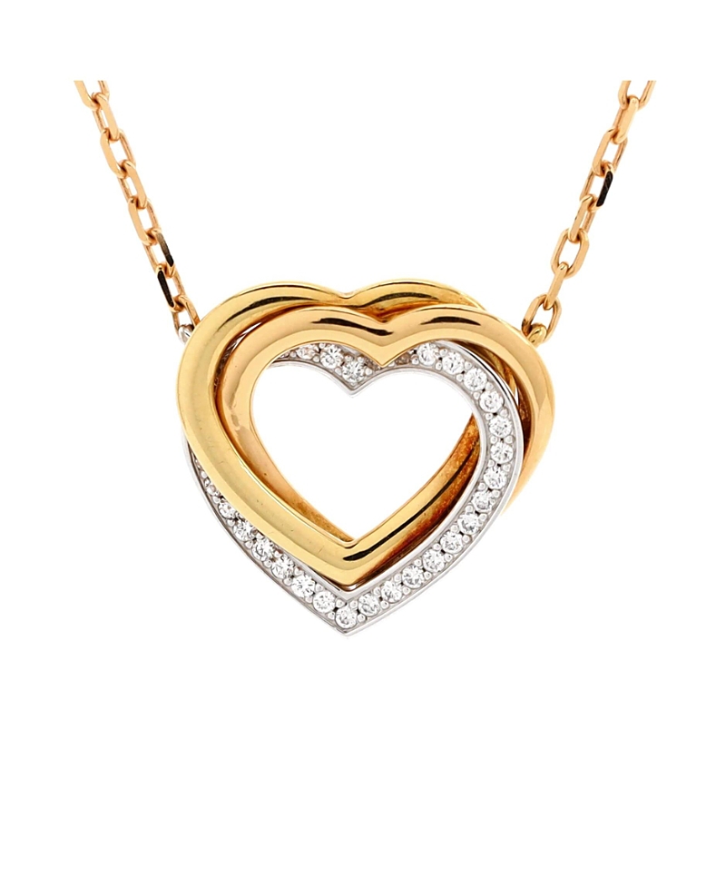 Pre-owned Pre-owned Cartier Cartier Trinity De Cartier Heart Pendant Necklace 18k Tricolor Gold With Diamonds In K Gold