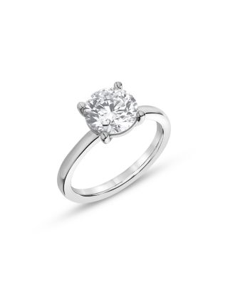Certified Lab Grown Round Diamond Ring 18K White Gold, 2.0 tcw