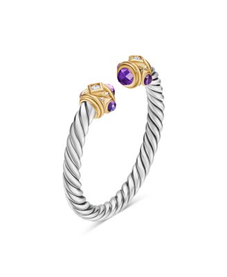 Renaissance Ring in Sterling Silver with Amethyst, 14K Yellow Gold and Diamonds