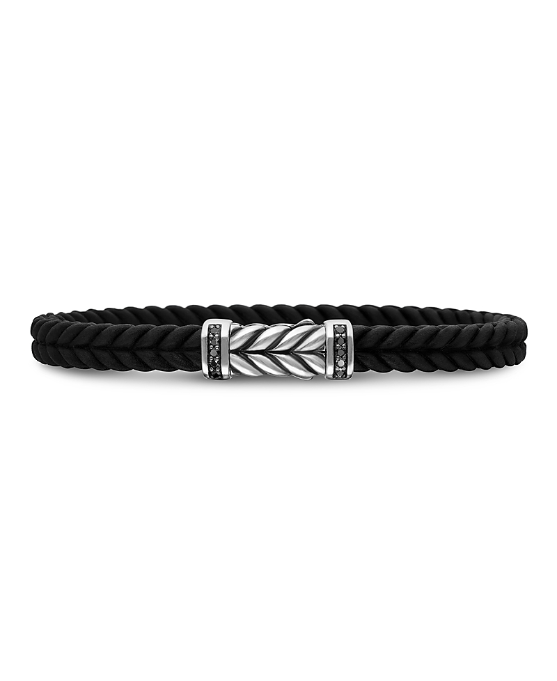 David Yurman Men's Chevron Black Rubber Bracelet with Pave Black Diamonds