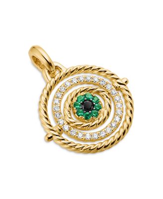 18K Yellow Gold Evil Eye Mobile Amulet with Emeralds & Diamonds