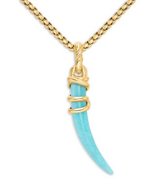 18K Yellow Gold Tusk Amulet with Amazonite
