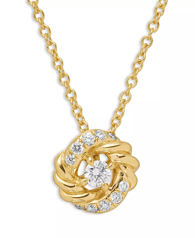 David Yurman 18K Yellow Gold Petite Infinity Pendant Necklace with Diamonds, 17