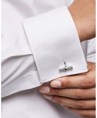 Cable Elongated Cufflinks in Sterling Silver, 22mm